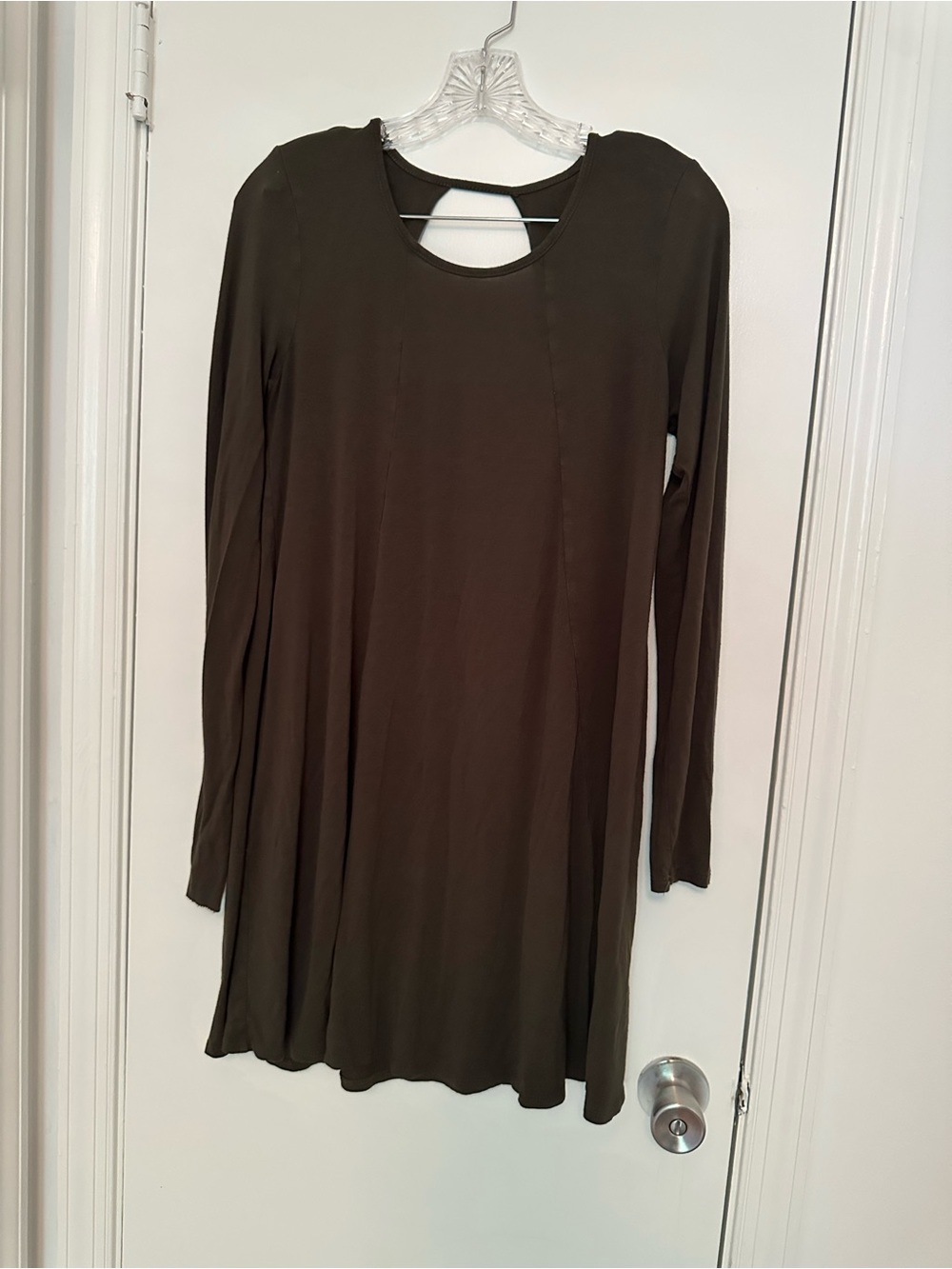 Charlotte Russe Olive Green Long Sleeve Swing Dress
